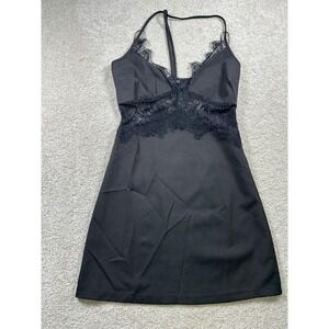 Nasty Gal Black Lace Trim Mini Dress
